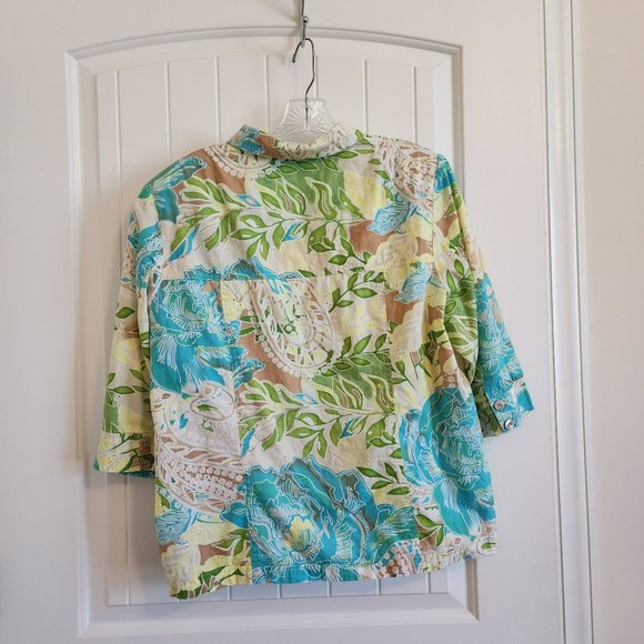 Allison Daly Tropical Button Shirt M/L - Picture 3 of 16